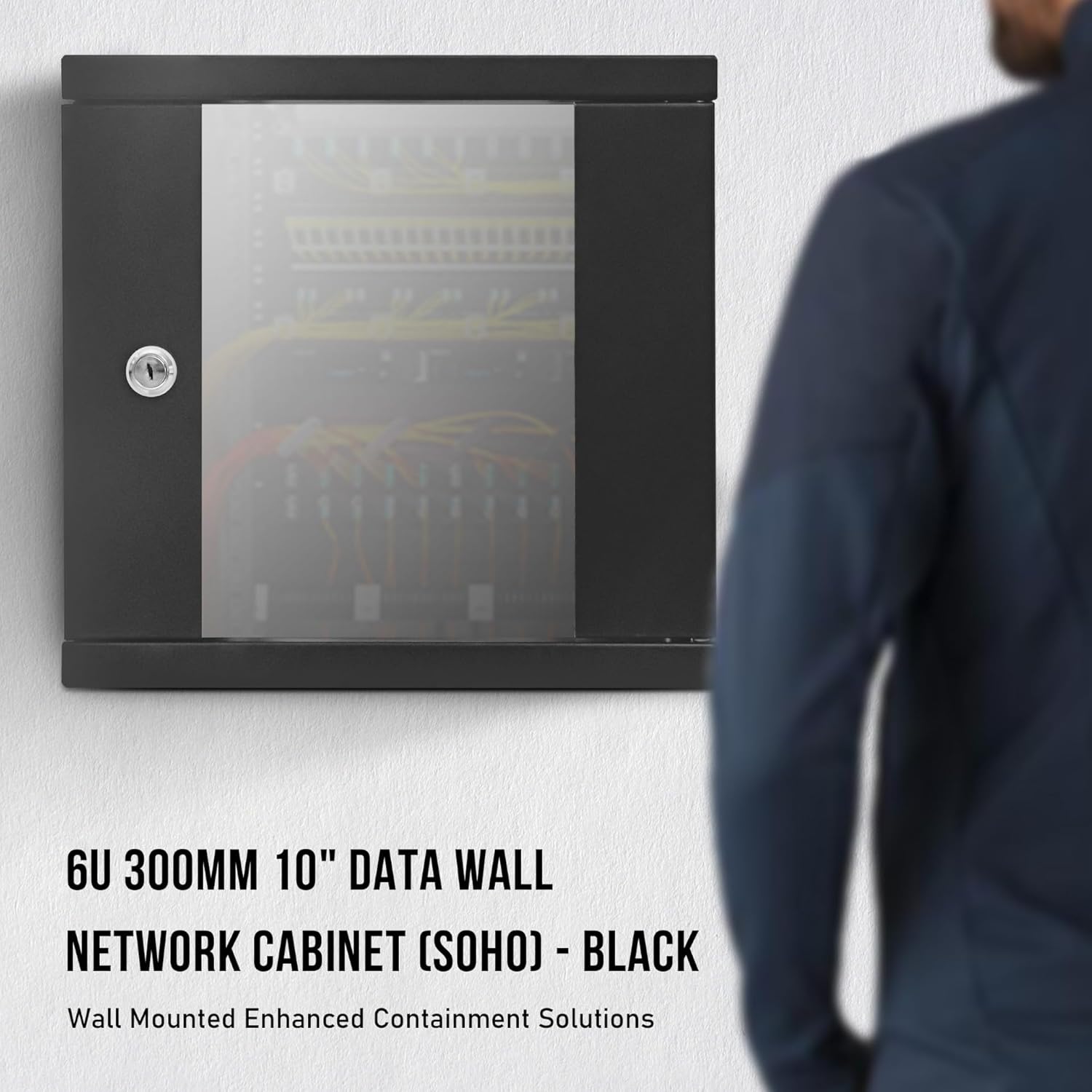 Wall Mount Data Cabinet|6U 300mm Deep 10 inch SoHo Black