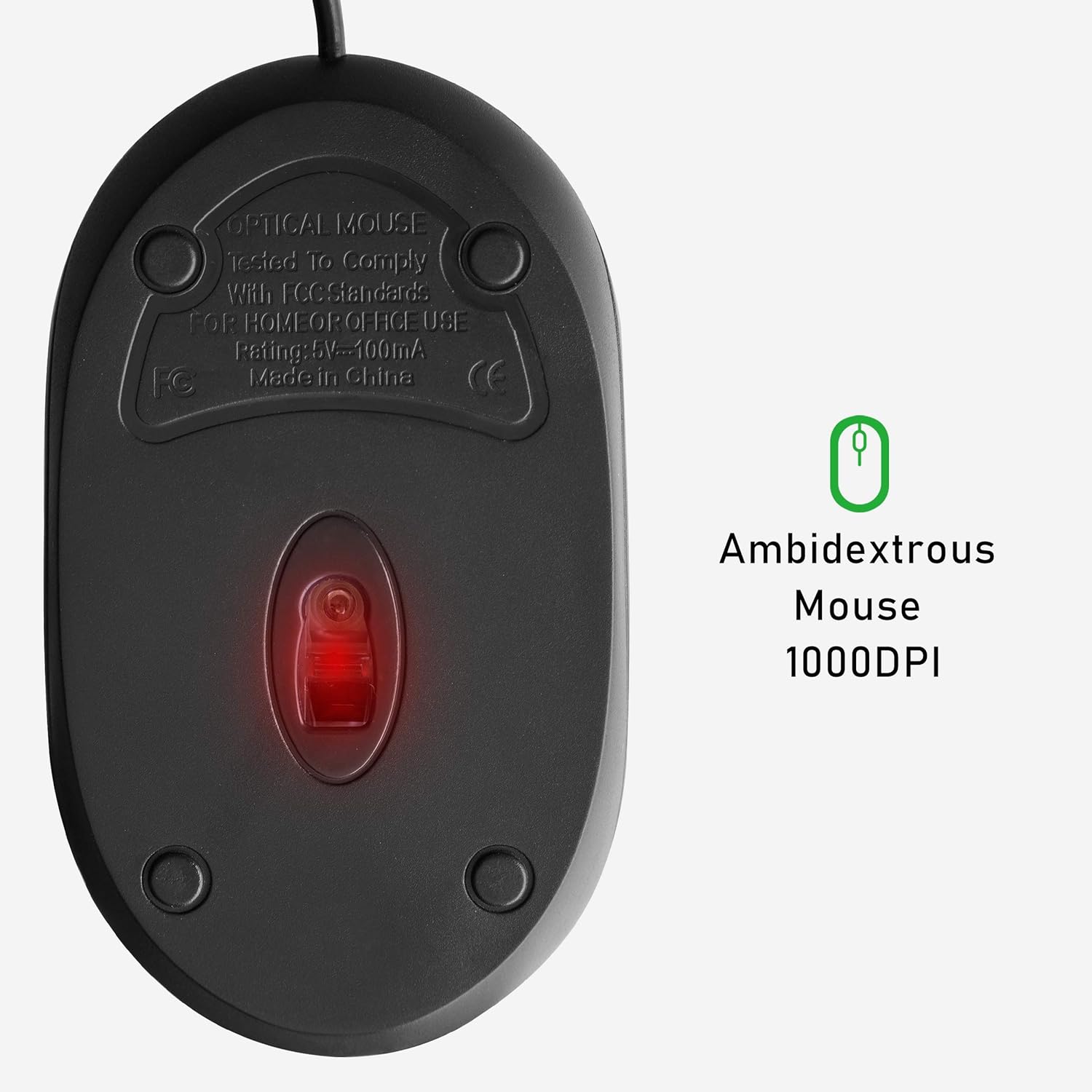 Bottom part of the USB Optical Mouse - 3/4 Size - Black- Netbit UK