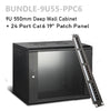 Wall Mount Data Cabinet | 9U 550 mm + 24 Port Cat6 Patch Panel Bundle