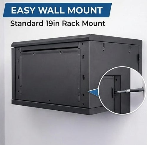 Wall Mount Data Cabinet | 6U 400mm + 7 Way 19" PDU Bundle - Free 5 x Cat6 1m Network Cables