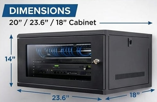 Wall Mount Data Cabinet | 6U 400mm + 7 Way 19" PDU Bundle - Free 5 x Cat6 1m Network Cables