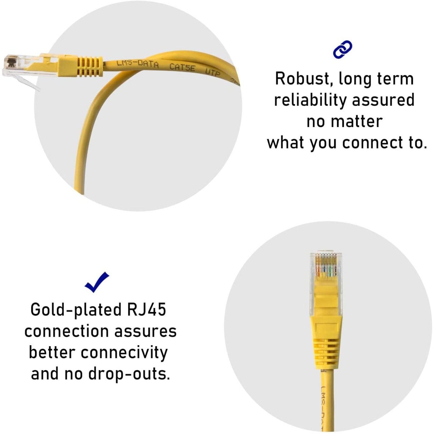0.5m LMS Data Ethernet Cat5e RJ45 UTP Patch cable cord, LAN 10/100/1000Mbit/s Cable suitable