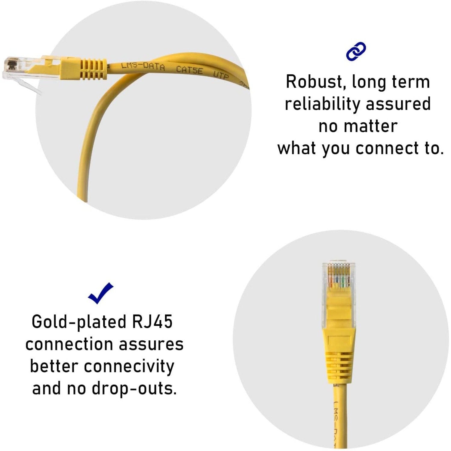 1.0m LMS Data Ethernet Cat6 RJ45 UTP Patch cable cord, LAN 10/100/1000Mbit/s Cable suitable