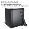 Cabinet Bundle: 12U 450mm Deep Data Comms Wall Cabinet / Rack + 6 Way 1U 19" PDU / Power Bar