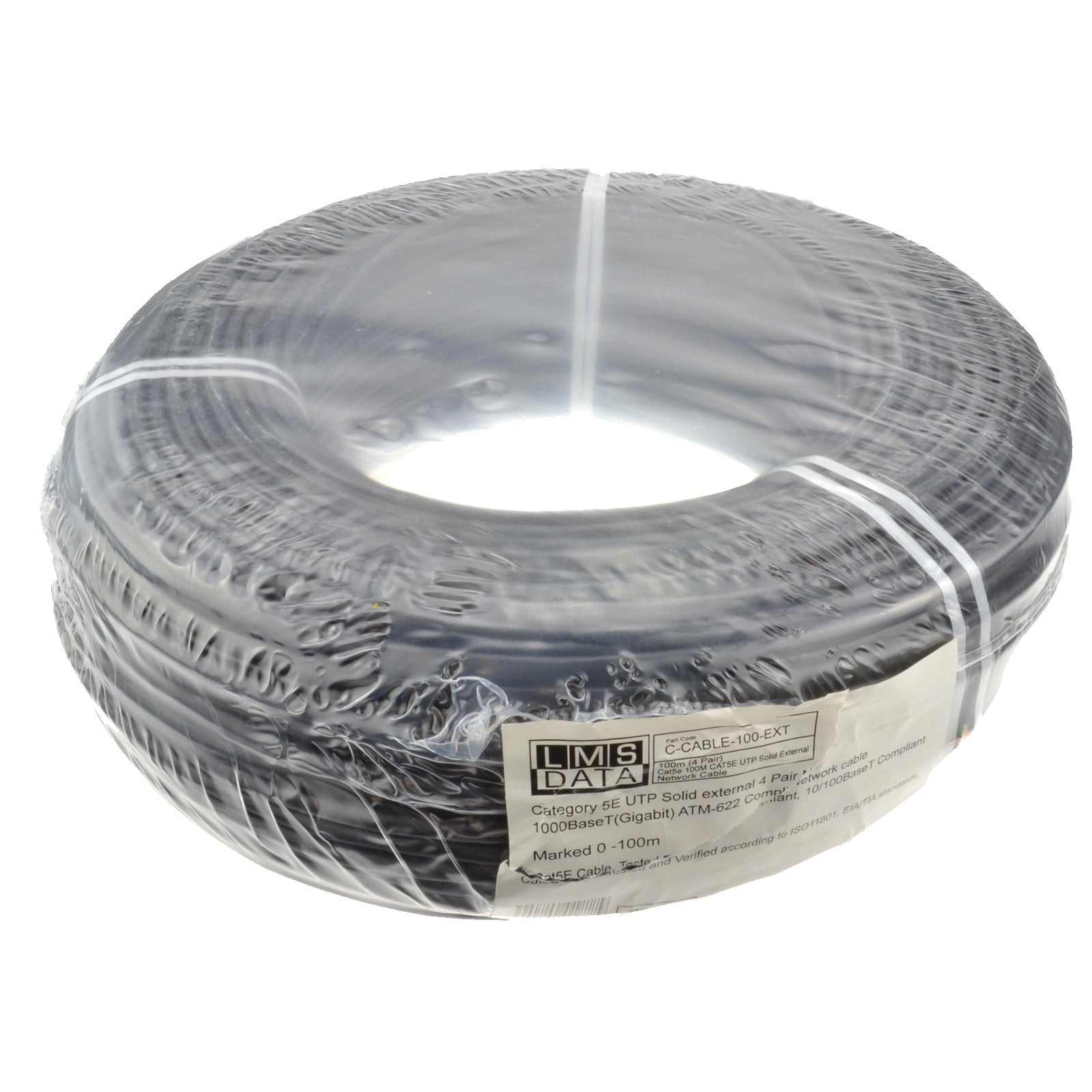 100M CAT5E UTP SOLID CABLE (PE) BLACK - Netbit UK