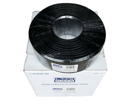 100m shotgun rg59 - 100M RG59 Full Copper CCTV Shotgun Video/Power Reel (Black)