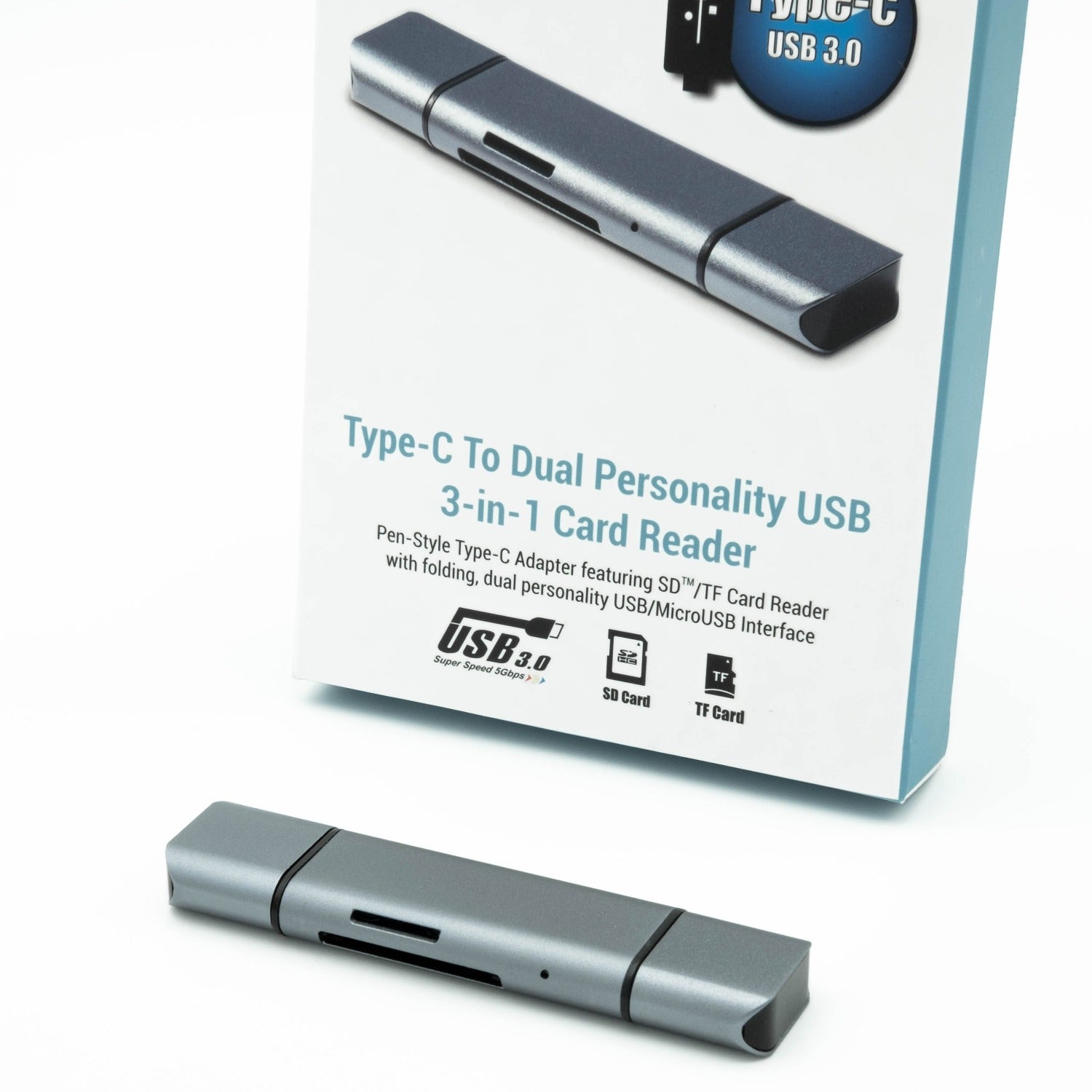 USB3.0 Type-C to USB3.0 + Micro Adapter 3in1 Card Reader - Netbit UK