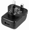 2A USB Power Adaptor & Charger - UK Plug - Black