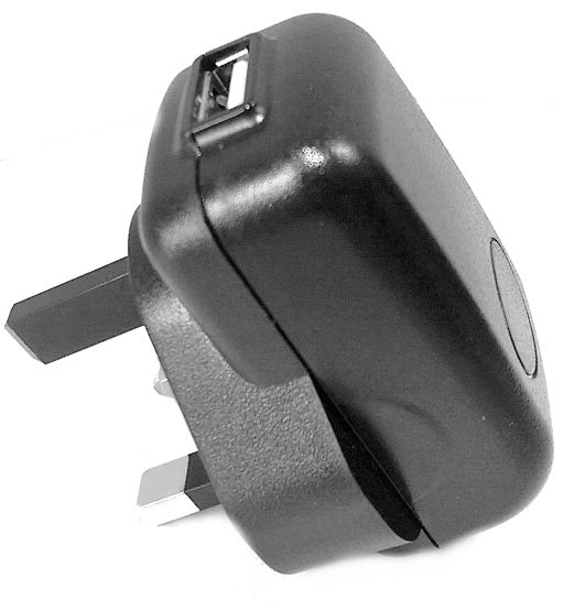 1A USB Power Adaptor & Charger - UK Plug - Black