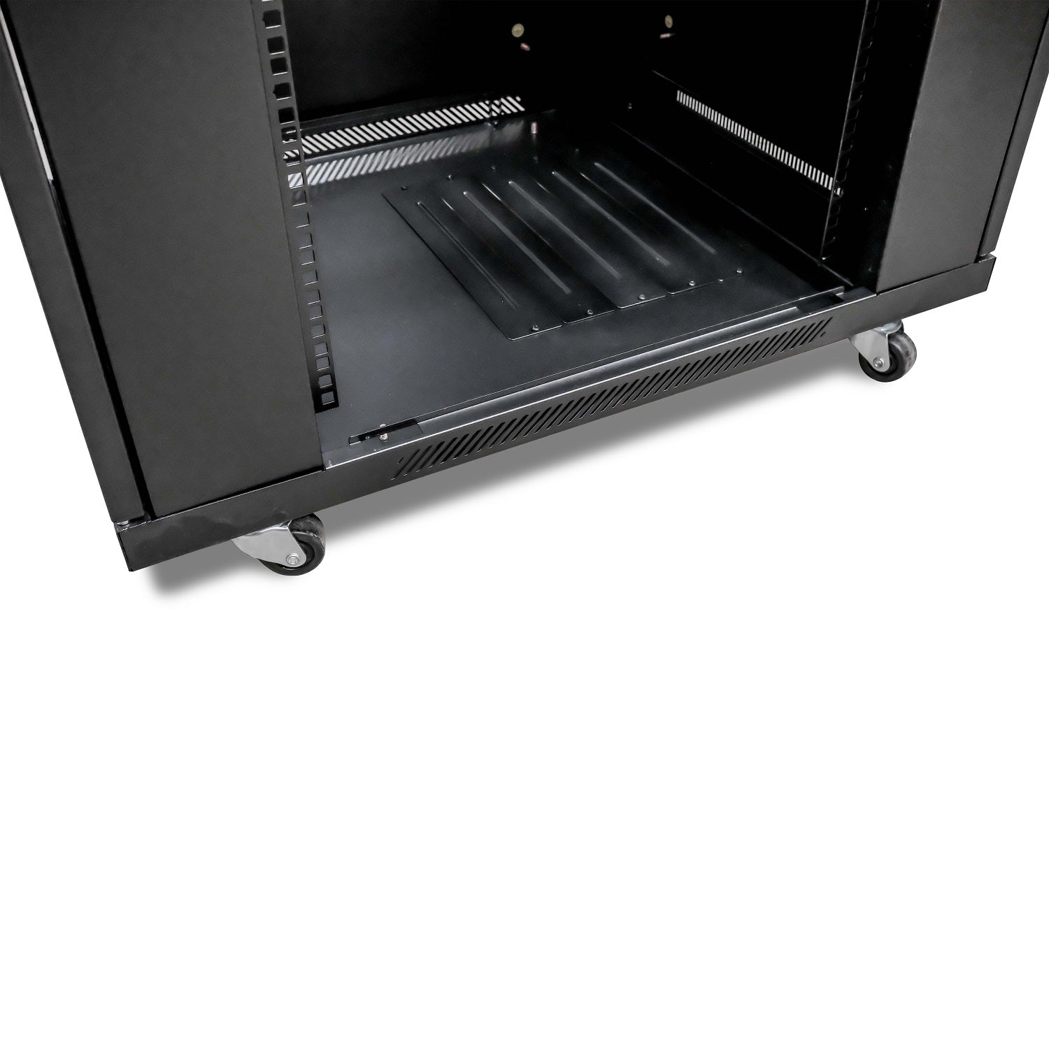 Bottom part of the interior viewed from the opened right side of 42U  Floor-standing  Server Cabinet 