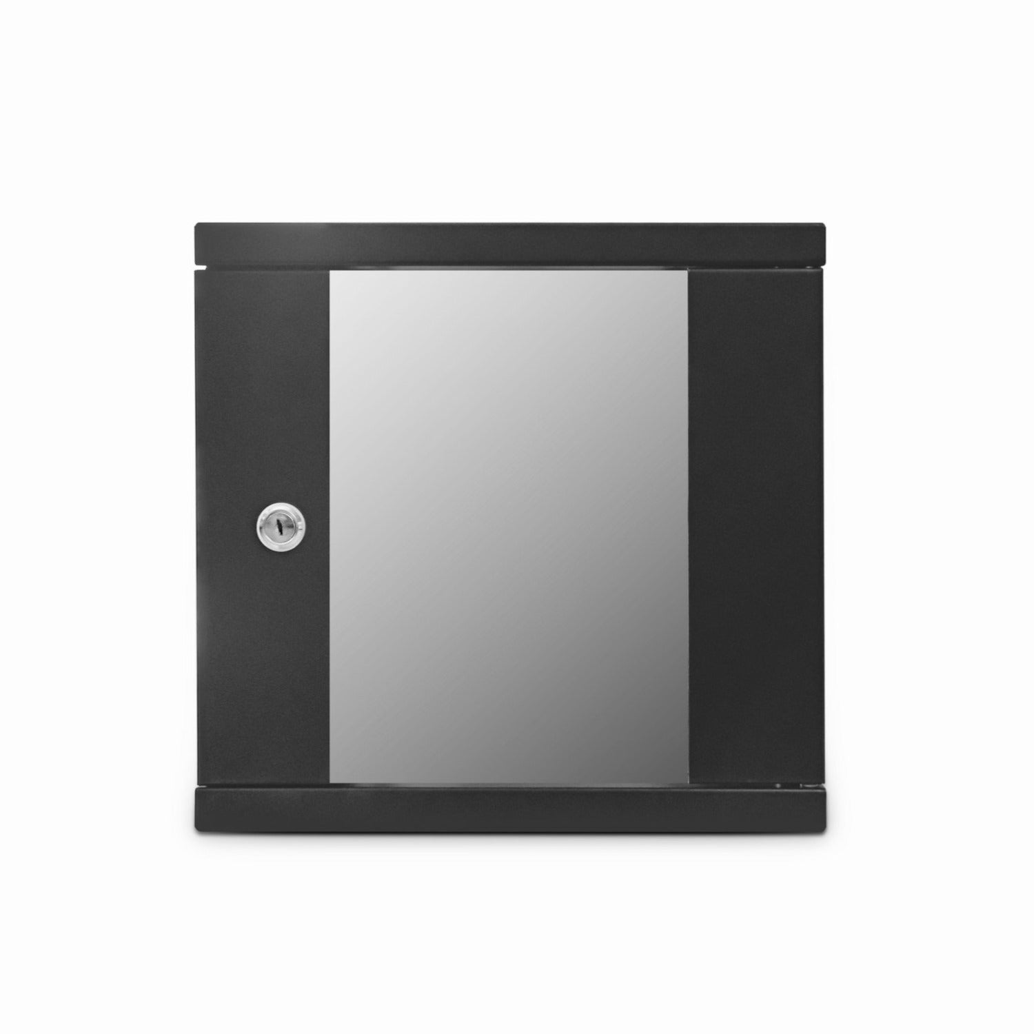 Front view of an 8U Wall Mount Data Cabinet, Soho Black.