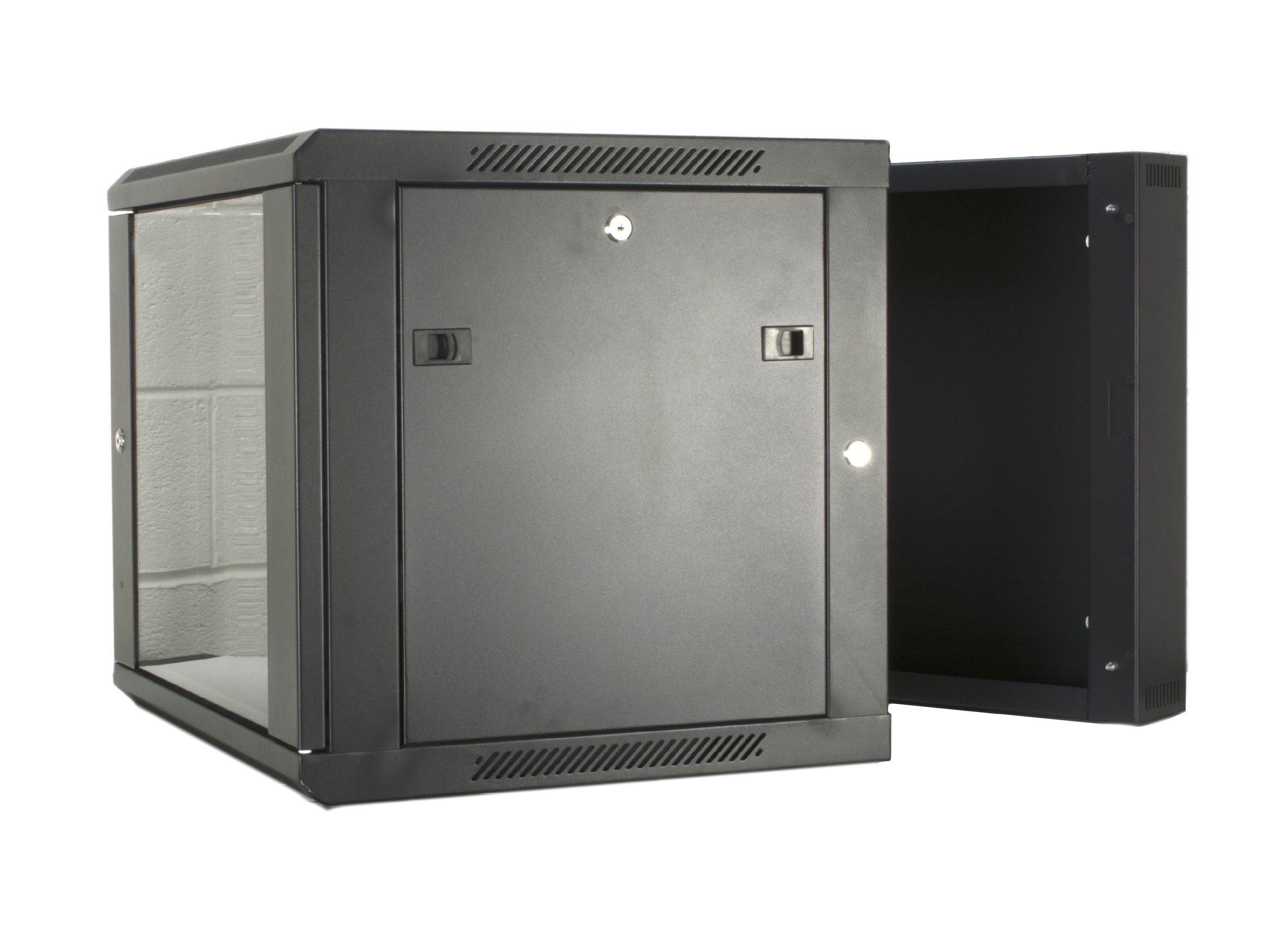 15U 550mm Double Sectioned Data Wall Comms Cabinet (450+100mm) - Black - Netbit UK