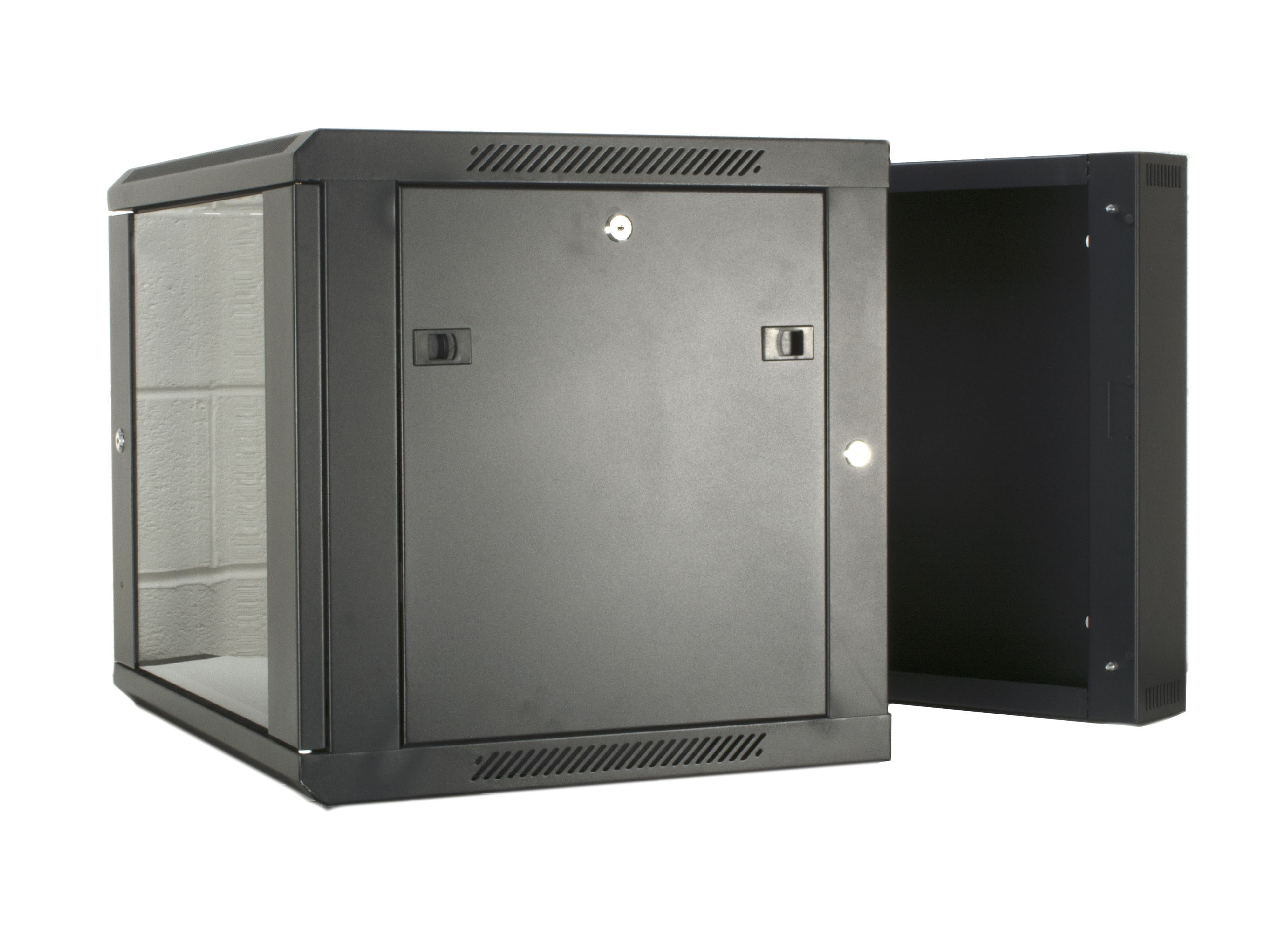 9U 550mm Double Sectioned Wall  Mount Network Cabinet (450+100mm) - Black - Netbit UK