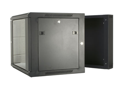 9U 550mm Double Sectioned Data Wall Comms Cabinet (450+100mm) - Black - Netbit UK