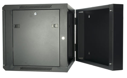15U 550mm Double Sectioned Data Wall Comms Cabinet (450+100mm) - Black - Netbit UK