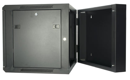 9U 550mm Double Sectioned Data Wall Comms Cabinet (450+100mm) - Black - Netbit UK