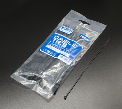 Black Cable Ties 2.5mm wide x 160mm long - Bag of 100 - Netbit UK