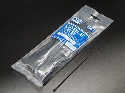 Black Cable Ties 2.5mm wide x 200mm long - Bag of 100 - Netbit UK