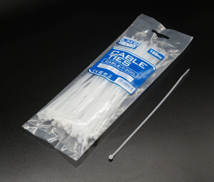 White Cable Ties 2.5mm wide x 200mm long - Bag of 100 - Netbit UK