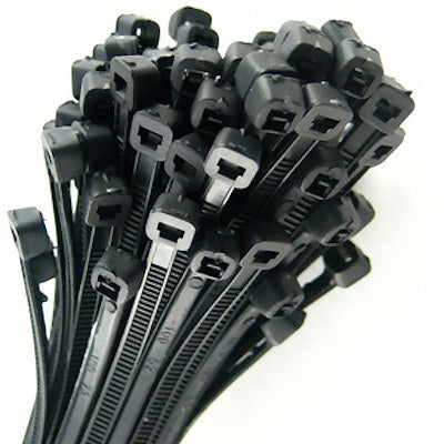 Black Cable Ties 4.8mm wide x 250mm long - Bag of 100 - Netbit UK
