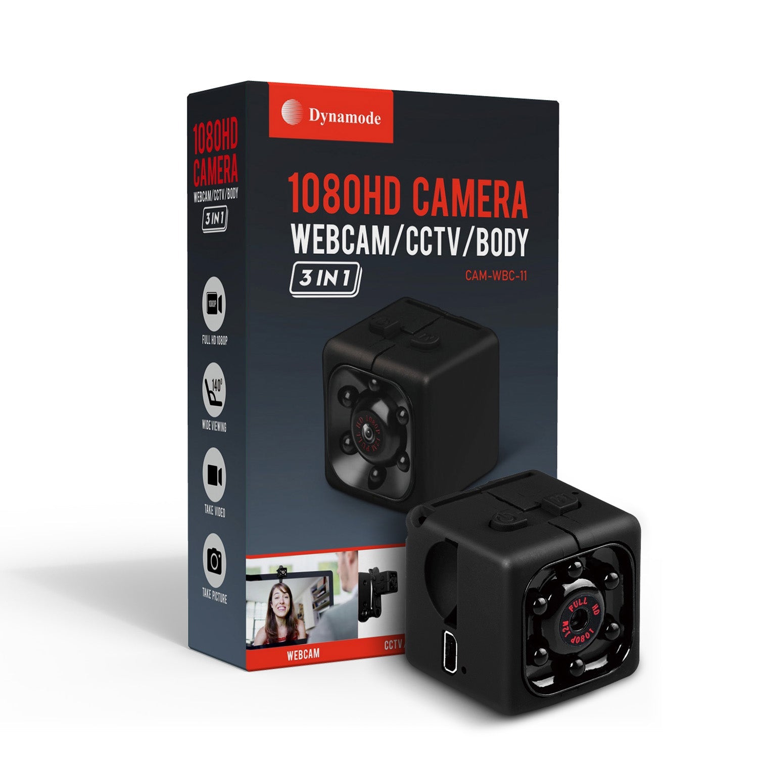 1080P HD Mini Camera - WebCam/CCTV/BodyCam 3-in-1 (CAM-CA90)