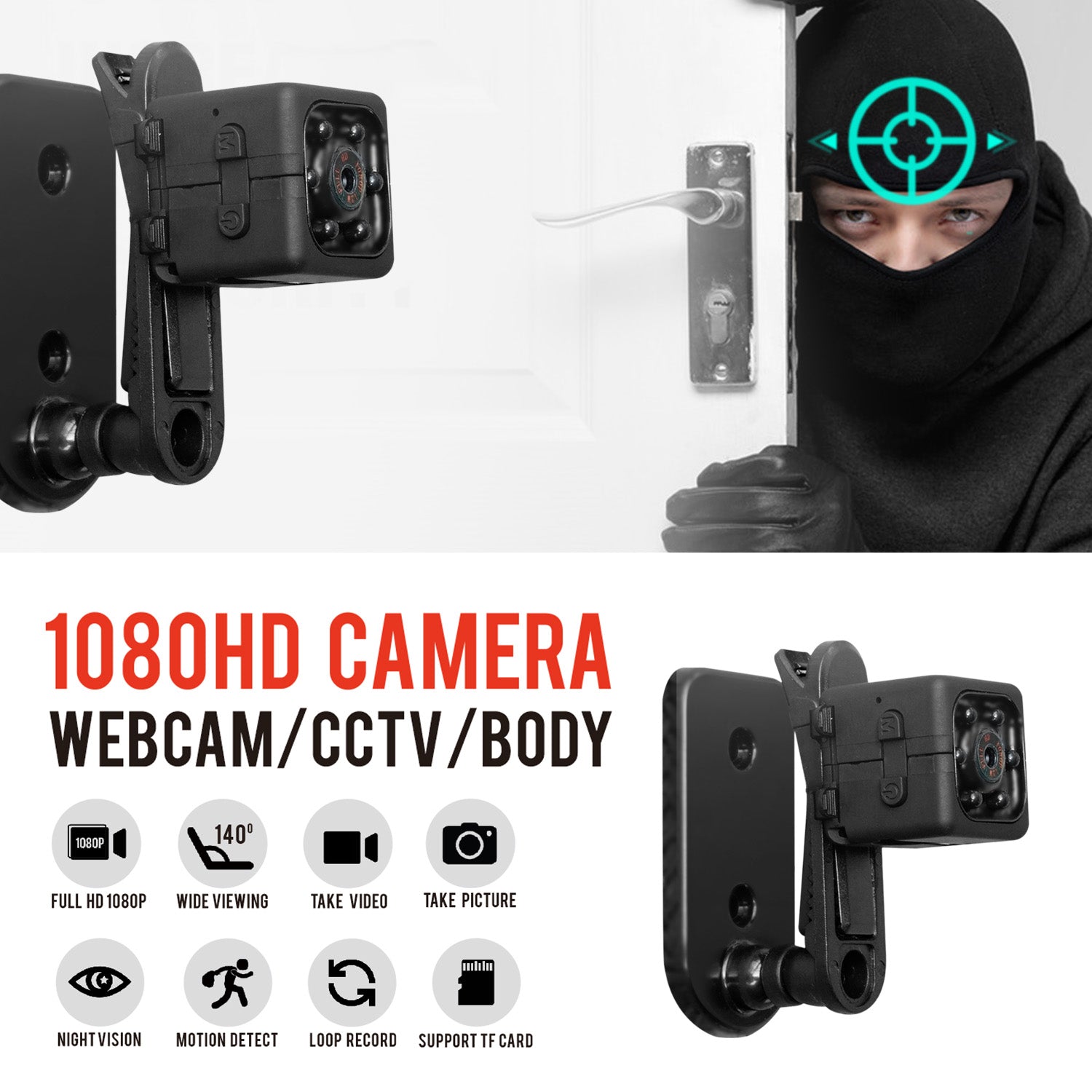 1080P HD Mini Camera - WebCam/CCTV/BodyCam 3-in-1 (CAM-CA90)