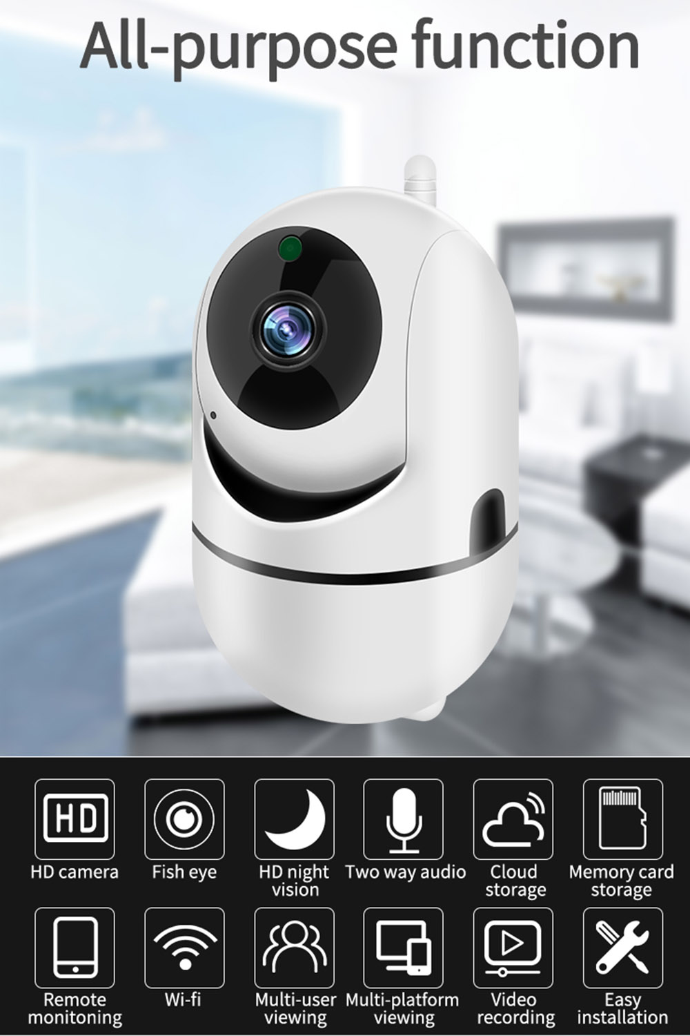 Wireless Cloud Camera | 2MP | PTZ | DC 5V 1.5A | App : YCC365 Plus