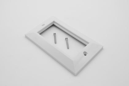 Bevelled 2 gang outlet cover - Double Gang (4 Slot) Faceplate for 4 x Euro Modules - White - Netbit UK