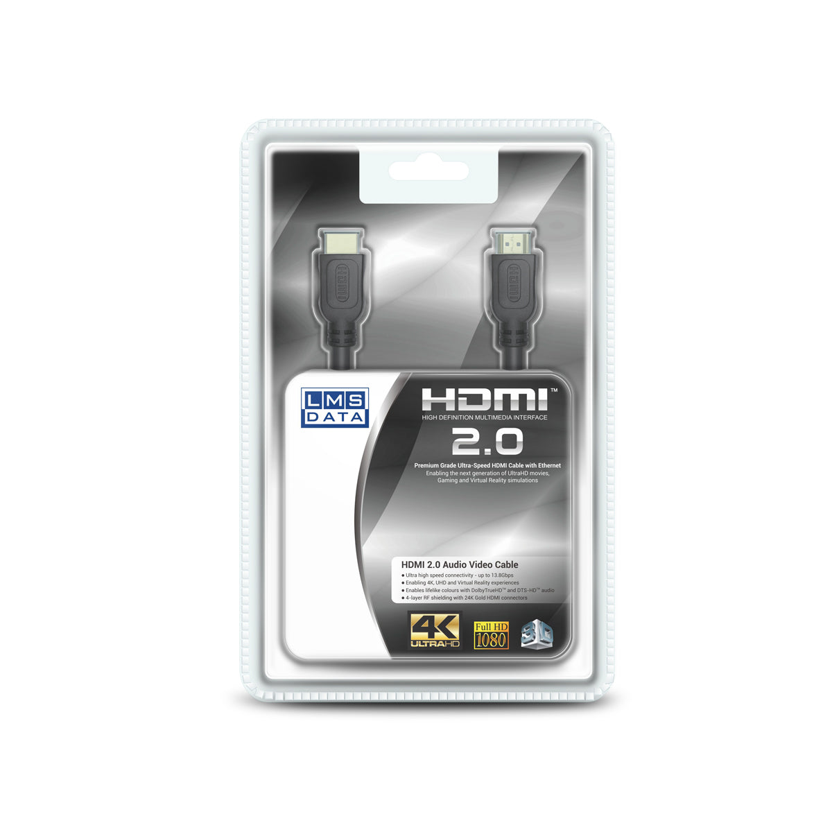 High Speed 4K HDMI2.0 Cable - 1.0m (Retail Blister) - Netbit UK