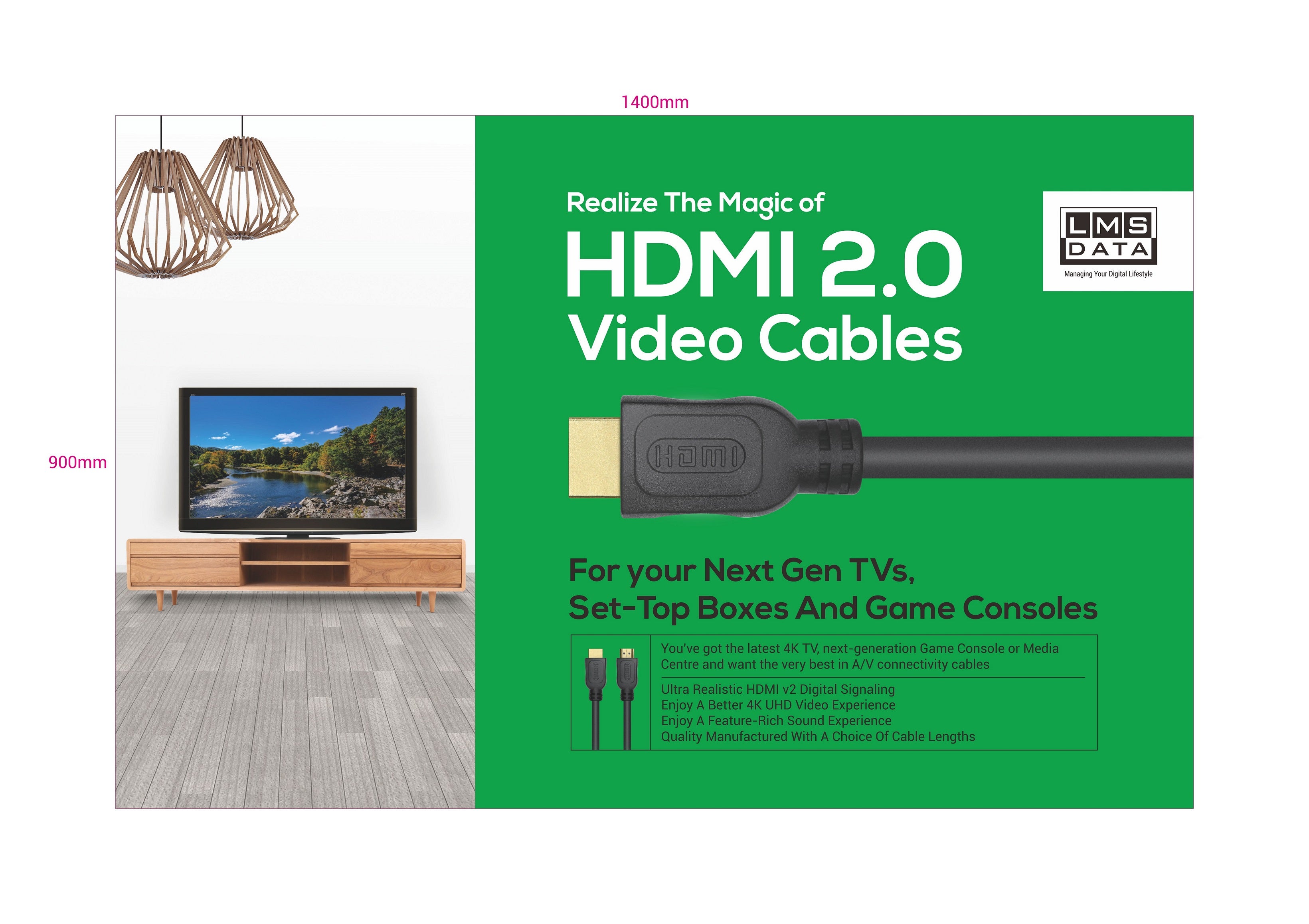 High Speed 4K HDMI2.0 Cable - 1.0m (Retail Blister) - Netbit UK