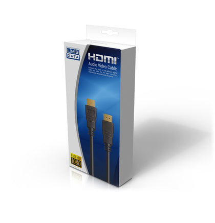 1m HDMI CABLE,ETHERNET & ARC v1.4 GOLD PLATED - RETAIL BOX - Netbit UK