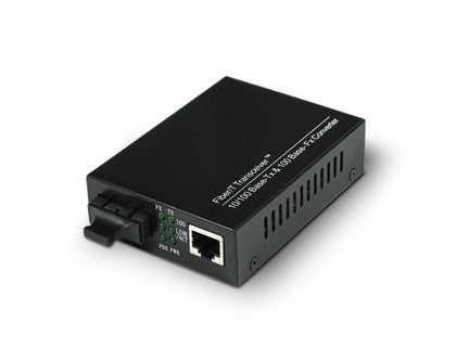 100Base-T to 100BASE-FX Singlemode Fibre Media Converter, SC Connector (Upto 25000m) - Netbit UK