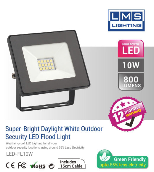 10W IP65 Electrical Outside LED Flood Light - 800LM / Lumens (IP65) 2835