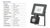 10W IP44 Electrical Outside LED Flood Light with Sensor - 800LM / Lumens (IP44) 2835