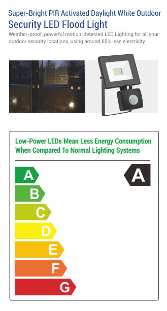 10W LED Flood Light with Sensor - 800LM / Lumens (IP44) 2835 - Netbit UK