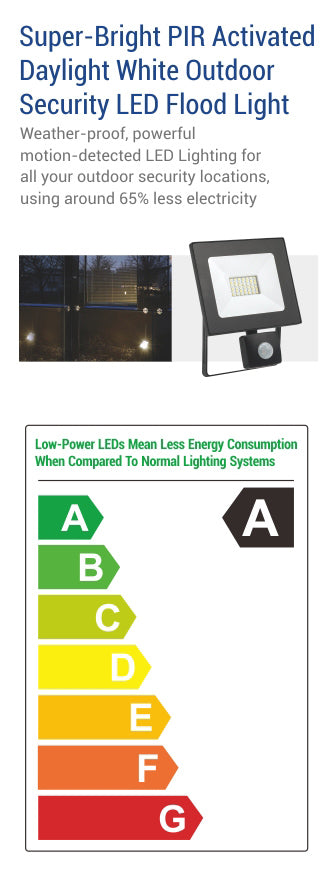 30W LED Flood Light with Sensor - 2400LM / Lumens (IP44) 2835 - Netbit UK