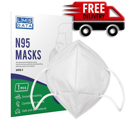 N95 Mask, Protective Face Mask, with Ear Loops, Comfortable design with Adjustable Nose Band & 95% Filtration