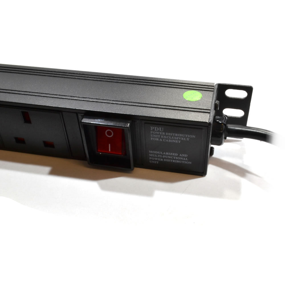 1U 10-Way 13A UK Sockets Rack PDU|Vertical Mount 16A Commando Plug