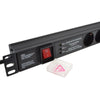 1U 19" 10 Way Vertical Switched 16A Schuko Sockets  to Schuko Plug PDU with Surge Protection (Rackmount)