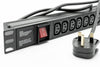 1U 19" 12 Way Horizontal Switched 10A IEC13 Sockets to UK Plug PDU (Rackmount)