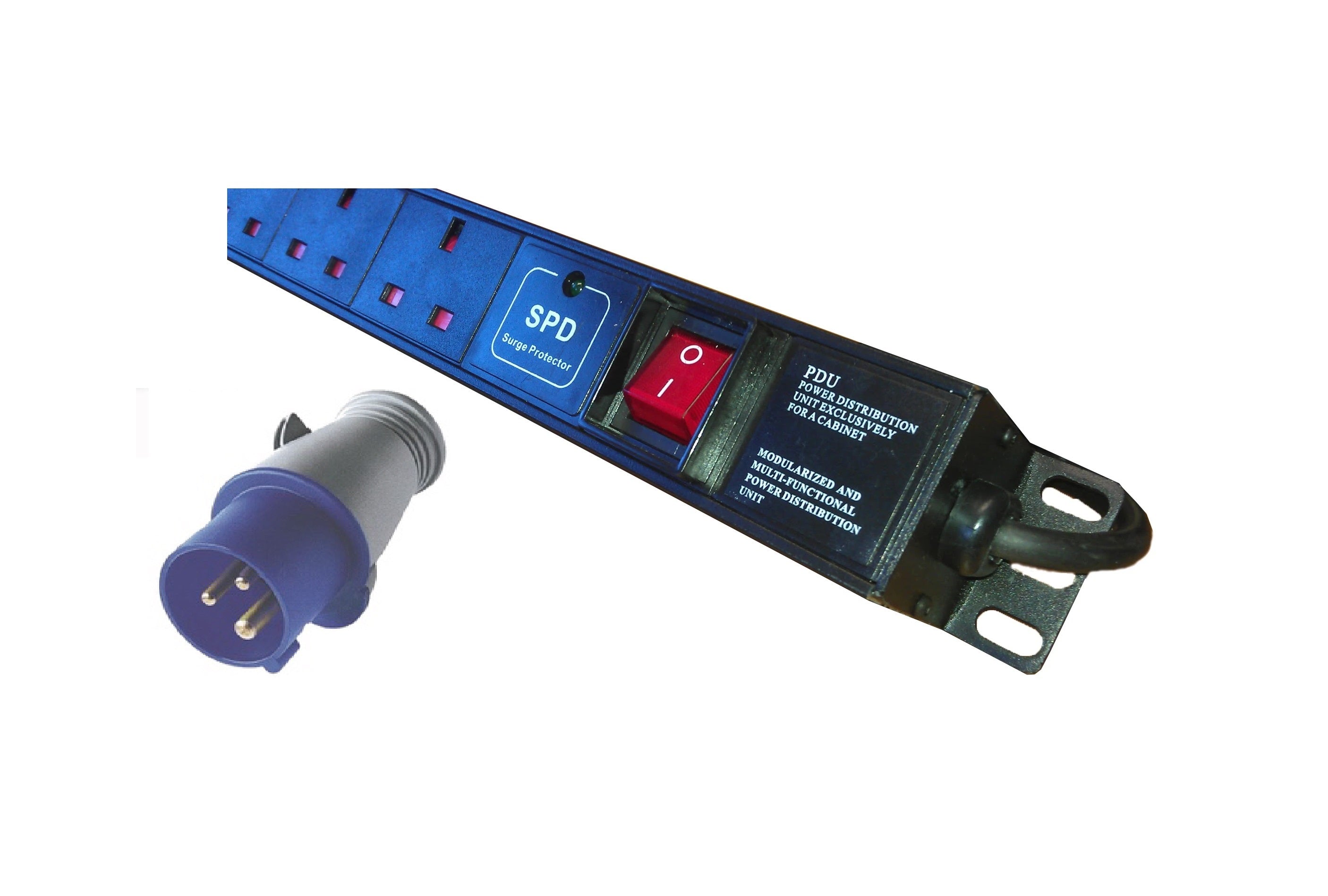 1U 12-Way 13A UK Sockets Rack PDU|Vertical Mount 16A Commando Plug Sur
