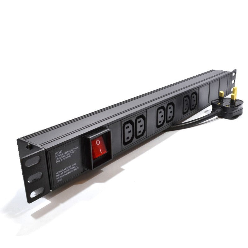 1U 6-Way IEC13 Sockets Rack PDU|Horizontal Rack Mount 10A UK Plug