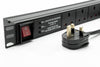 1U 19" 6 Way Horizontal Switched 13A UK Sockets to UK Plug PDU with Surge Protection & 3m Flex (Rackmount)