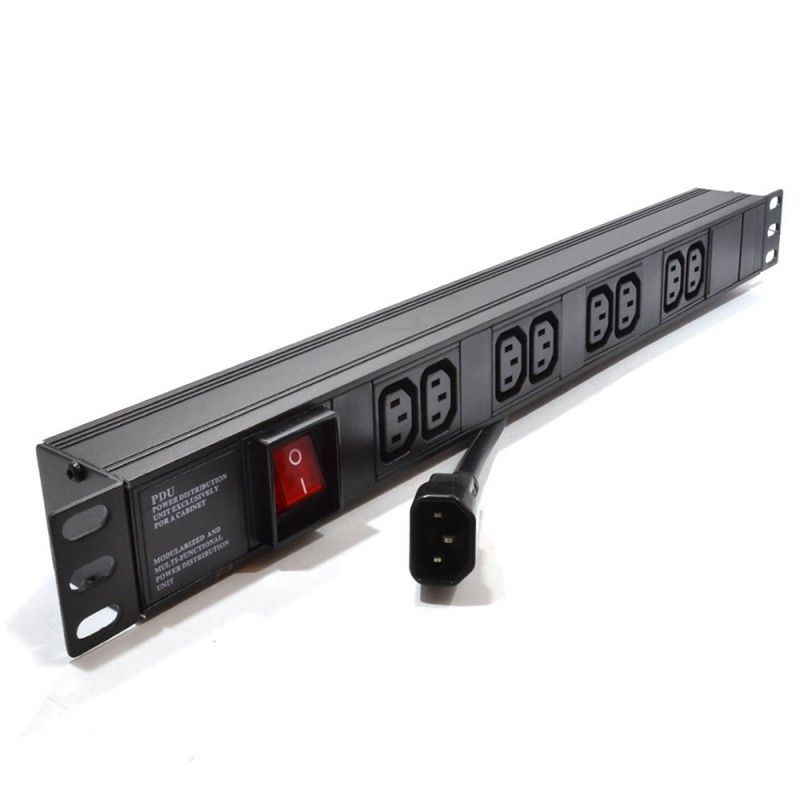 1U 8-Way IEC13 Sockets Rack PDU|Horizontal Rack Mount 10A IEC14 Plug