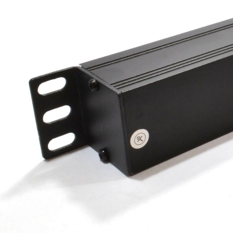Rear right end part of a 1U 19" 8-Way IEC13 Sockets Horizontal Rack PDU showing its right mounting bracket in close-up view.