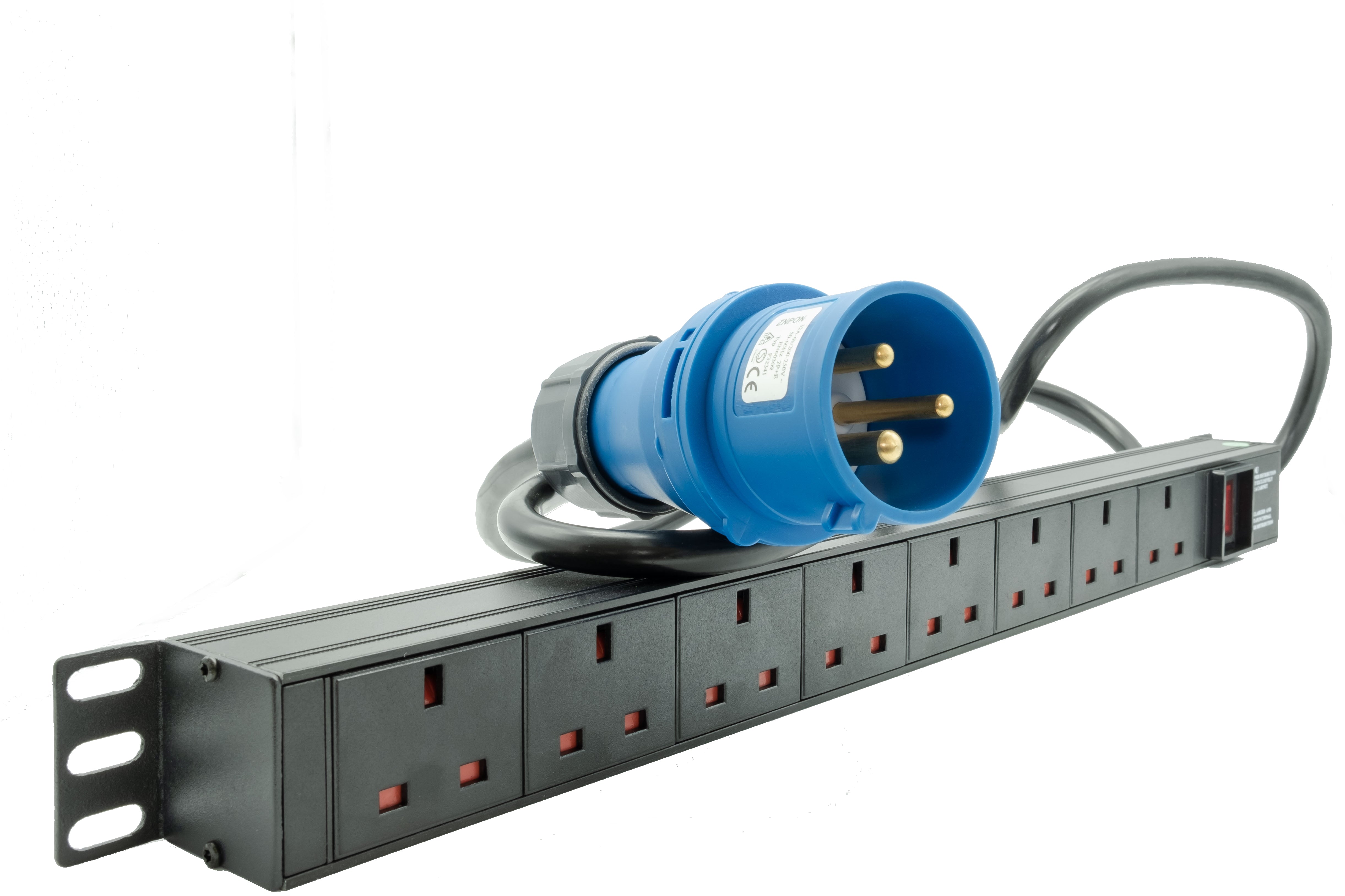 1U 8-Way 13A UK Sockets Rack PDU |Vertical Mount 32A Commando Input Pl