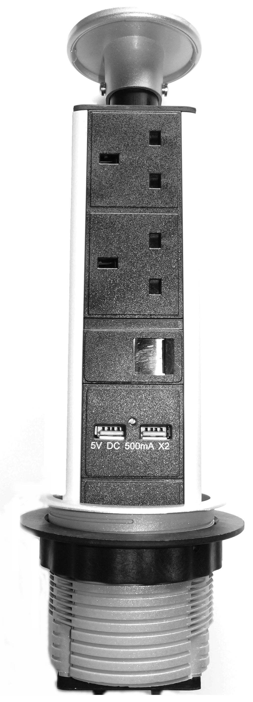 2-Way 13A UK Sockets Table Pop-Up PDU|Desktop PDU+2USB+RJ45