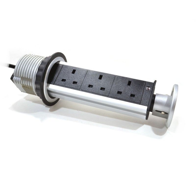 Front view of a Desktop PDU - Table Pop-Up - 3x 13A UK - Netbit UK