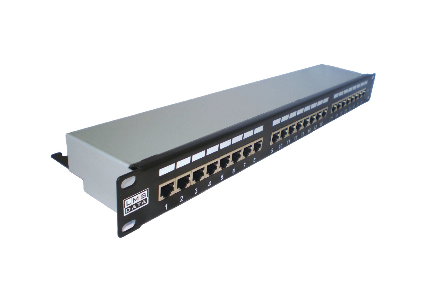 1U 19" 24 Port CAT5E Network RJ45 Vertical Shielded Patch Panel (STP) w/ Cable Management - Netbit UK