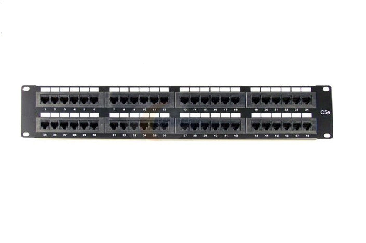 2U 19" 48 Port CAT5E Network RJ45 Patch Panel (UTP) - Netbit UK